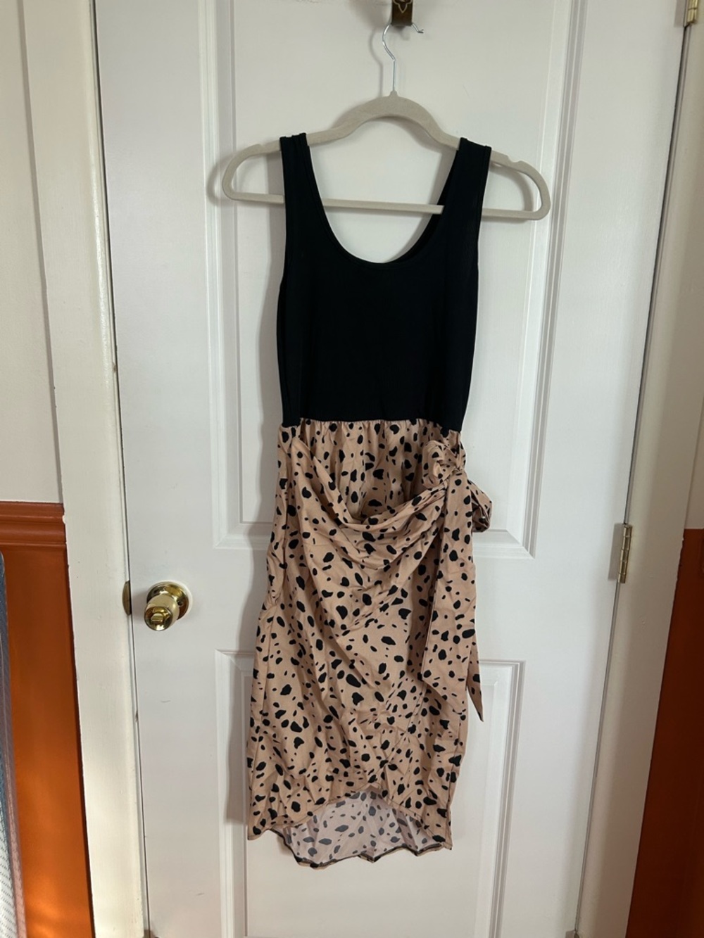 SHEIN Black & Blush Spot Midi Dress